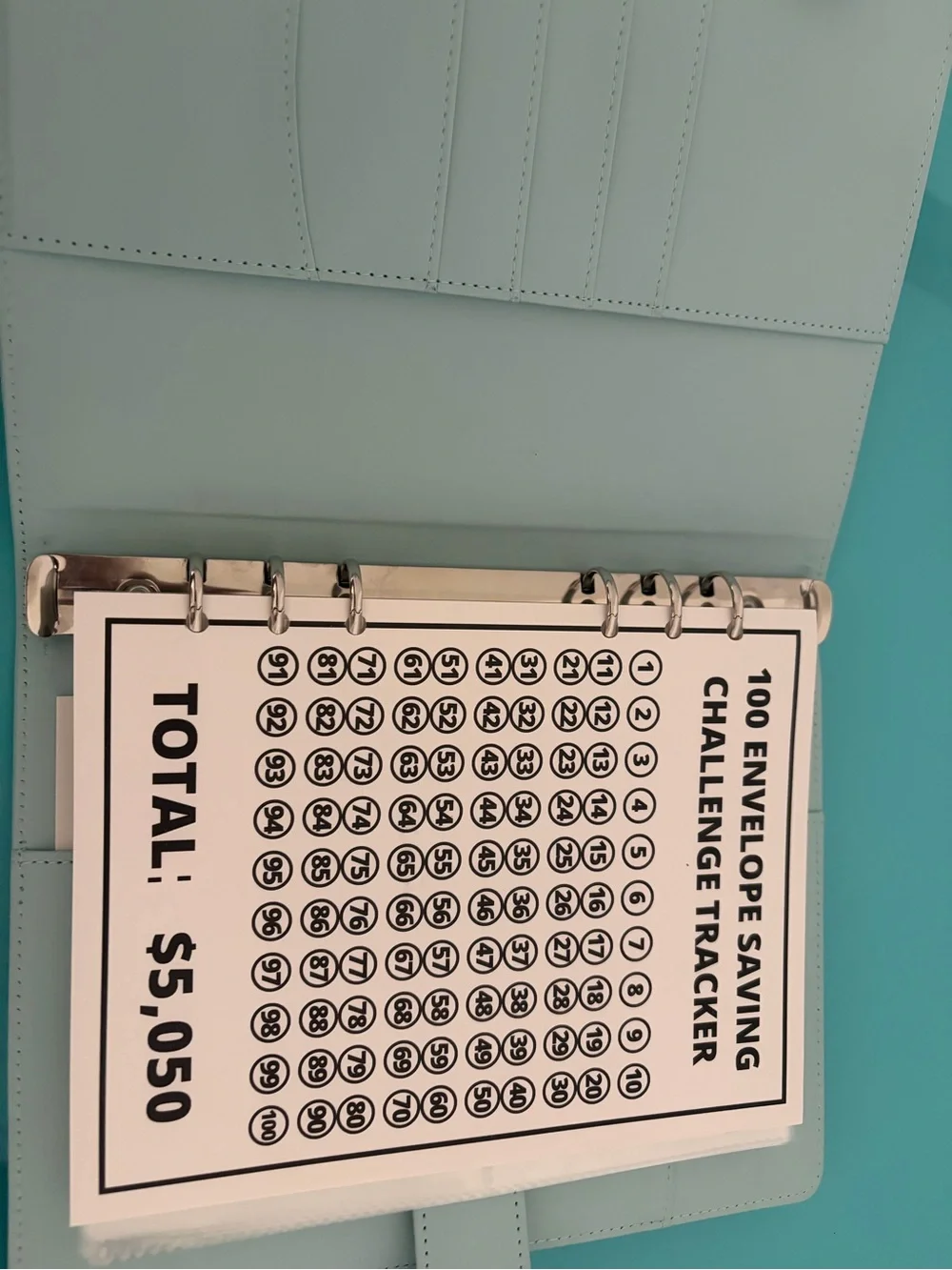 100 Envelope Savings Challenge Binder for Saving $$$